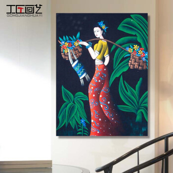 名族风装饰画傣族客厅沙发背景墙壁画卧室艺术抽象三联画无框挂画sn