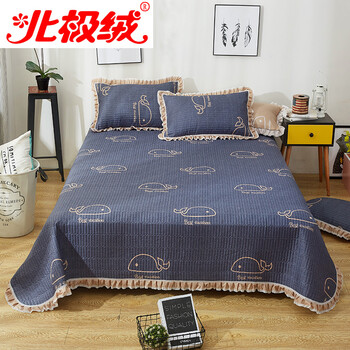 
                                        北极绒家磨毛韩版床裙床罩式单品床罩子单件 1.5/1.8/2米 鲸鱼 180*230单床罩式床裙+一对枕套                