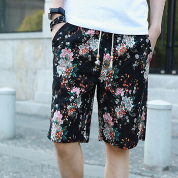 御用潮品夏季新款男士<em>休闲流行</em>印花花<em>短裤</em> 休
