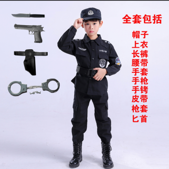 儿童小军装特警衣服套装幼儿园舞台男女童表演服春夏小警察制服lq