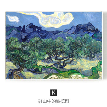 星空 梵高装饰画玄关走廊画抽象画餐厅挂画杏花油画名画墙画壁画 k款