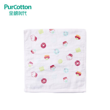 全棉时代（PurCotton）婴童纯棉纱布毛圈面巾 洗脸毛巾 1条 绿色蛋糕