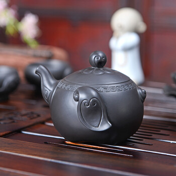 言艺 茶具套装 万象更新紫砂茶具配黑檀祥云快速壶茶盘套装