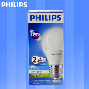 飞利浦PHILIPS LED灯泡 节能球泡室内护眼灯 E27螺口 2.8w 暖白色(黄光)