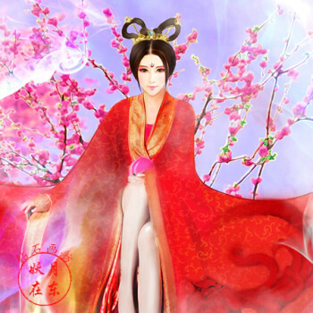 古代古装手绘红衣美人