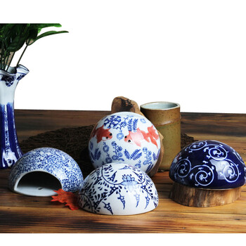 
                                                                                景德镇仿古青花瓷挂件 壁挂装饰品 中式艺术品 花插 书房装饰 LICHEN 陶瓷半球壁挂 随机发 单个                