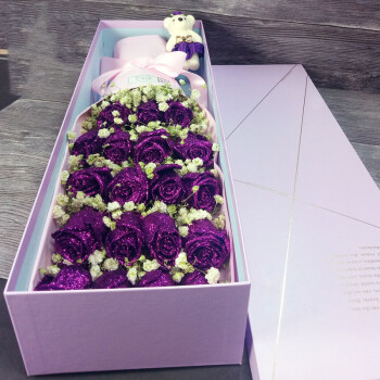 19朵紫色妖姬65cm礼盒 干花包