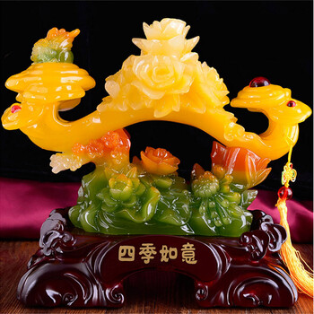 
                                                                                聚善缘 玉如意工艺品摆件 客厅新房乔迁家居电视柜装饰品摆设 送朋友结婚礼物 小号四季如意【红色】长24*宽12*高23厘米                