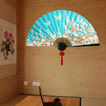 家居茶楼茶单日本和风榻榻米工艺挂扇大扇子定做装饰挂件折扇 高60cm
