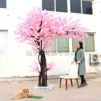 单层浅粉仿真樱花树单支仿真桃花树商城酒店橱窗大型假树婚庆 高2米