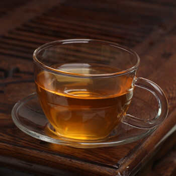 财盛窑茶杯 玻璃小杯 耐热玻璃 双层杯碟套装工夫茶具 杯碟套装6套