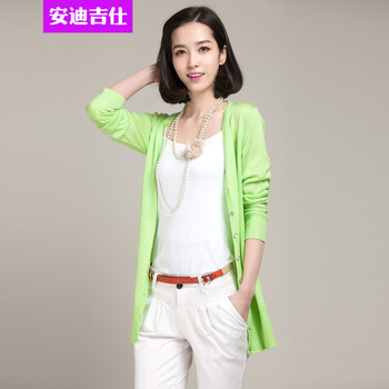 安迪吉仕2014秋装韩版中<em>长款针织</em>衫<em>女开衫</em>长