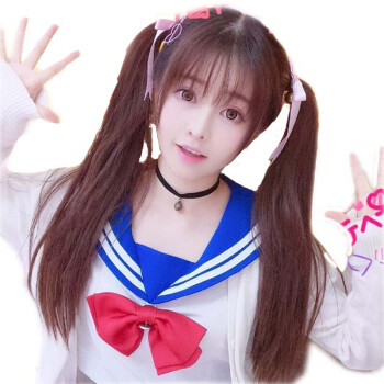 aosiwig 假发女绑带式双马尾辫子可爱萝莉直发隐形cos