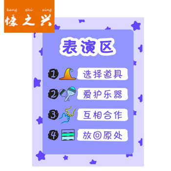 幼儿园区域规则进区卡布置约定标识区角标志活动区域儿童分类 表演区