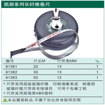 世达91351装修工具长玻璃纤维卷尺钢卷尺绝缘米尺子20