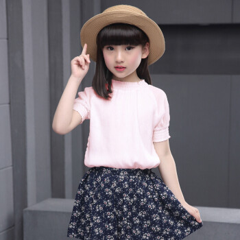 女孩夏装潮4女童套装8夏款6两件套裙子10中童装11女孩13岁12 粉红色