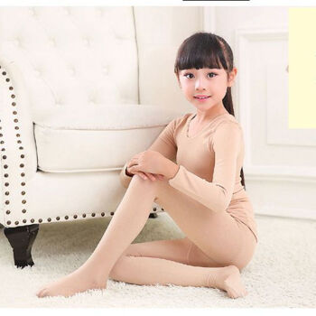 男女童保暖舞蹈内衣套装 学生舞蹈服装 白色衣 黑袜(厚) xl码 身高140