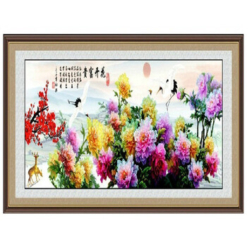 美西DIY钻石画花开富贵春鹤版水钻圆钻 钻石绣贴钻画客厅牡丹花 花开富贵小版树脂钻160*61