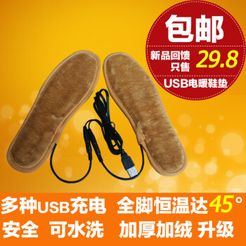 包邮全国 USB电暖鞋垫 电热鞋暖脚宝 电热鞋垫 加热发热鞋垫1双价格 40-41码 不配插电头