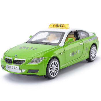 声光合金车模玩具 宝马出租车绿色