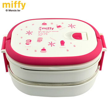 
                                        米菲Miffy 双层不锈钢饭盒可拆便当盒1.48L                