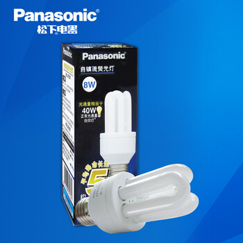 松下（Panasonic）3U型节能灯8W E27灯头 6只装 冷光/日光色