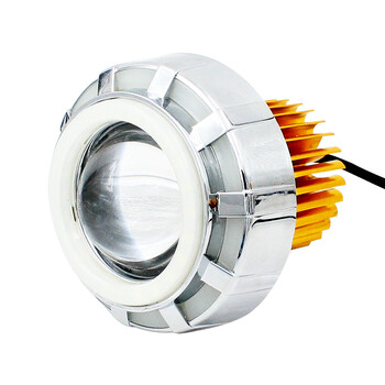 摩托车电动车LED双光透镜前大灯双天使恶魔眼