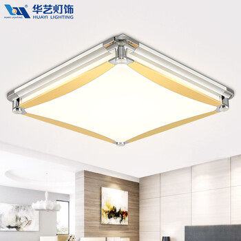 华艺灯饰 现代客厅灯长方形led吸顶灯餐厅无极调光灯饰灯具 IX49 55*55CM无极调光送遥控12-15平_35W