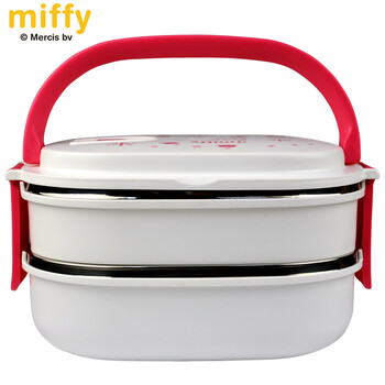 
                                        米菲Miffy 双层不锈钢饭盒可拆便当盒1.48L                