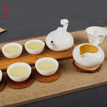堂悦坊 凌云志系列定窑白陶瓷精品功夫茶具10件套装礼盒