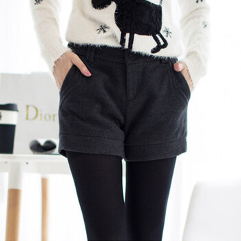 琳朵儿<em>2015</em>高腰毛呢<em>短裤女秋冬</em>款新冬季大码
