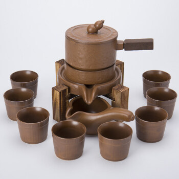 陶瓷全自动整套功夫茶具懒人防烫泡茶器家用石磨茶具套装 12头半自动