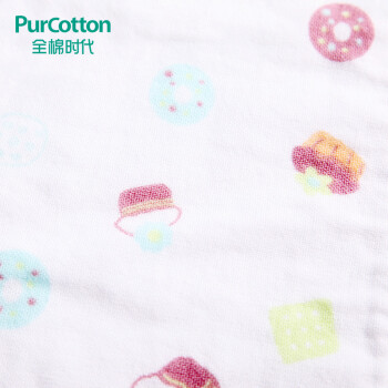 全棉时代（PurCotton）婴童纯棉纱布毛圈面巾 洗脸毛巾 1条 绿色蛋糕