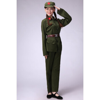 男女八路军演出服老红军服装服表演衣服舞蹈军装 绿色