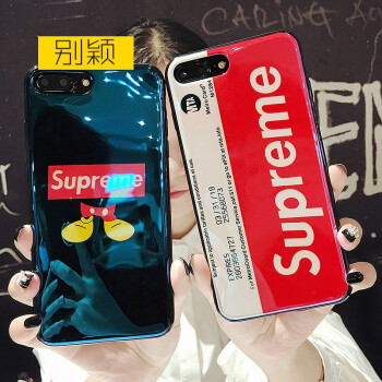 别颖supreme苹果7plus手机壳新款个性8创意防刮iphonex 六软胶6sp潮女