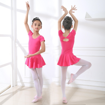 儿童舞蹈练功服女童夏季短袖女孩芭蕾舞裙基本功中国民族形体服装