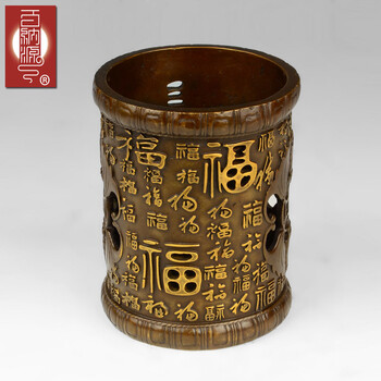 百纳源 百福笔筒铜工艺品摆件办公室书房装饰品T101246