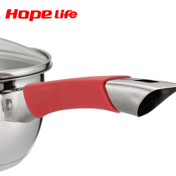 盈信hoplife不锈钢奶锅欧式 煮面锅煮粥锅 红色