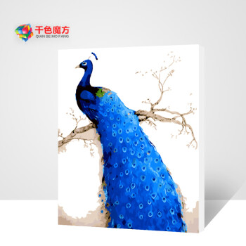 蓝色孔雀sn1914 雀之灵二(头像左) 50*65送金色外框(礼品装) 二代彩色
