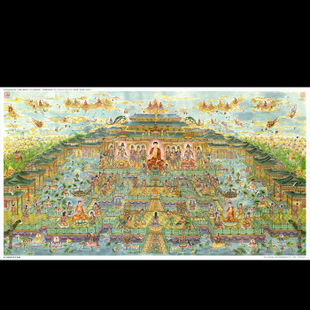 极乐世界全景图 结缘佛像西方极乐世界全景图佛像画像