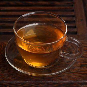 财盛窑茶杯 玻璃小杯 耐热玻璃 双层杯碟套装工夫茶具 杯碟套装6套