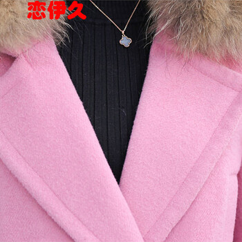 恋伊久2016春季新款毛呢大衣女毛呢外套女 草黄色(无毛领) L