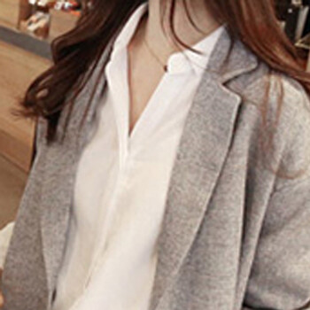 2015 秋装新款女装韩版中长款修身显瘦休闲小西服薄西装女外套 灰色 S