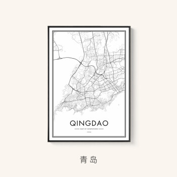 现代简约城市地图黑白线描定制客厅装饰画北欧风格办公室书房挂画