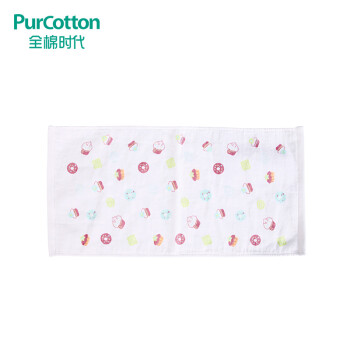 全棉时代（PurCotton）婴童纯棉纱布毛圈面巾 洗脸毛巾 1条 绿色蛋糕