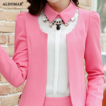 
                                        ALDOMAR艾多曼 2015秋装新款女士小西装三件套职业套装外套6508 粉红色 S                