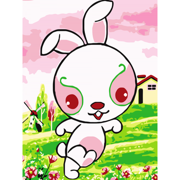 diy数字油画儿童卡通动漫简单填色萌宠动物小猫手绘装饰画油彩画 桔色