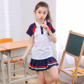 小学生校服运动套装儿童班服男女2018新款定制 白色女生(t恤 短裙)