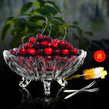 弗莱文茨三角水晶玻璃水果盘干果盘创意时尚大号婚庆茶几糖果盆 大号