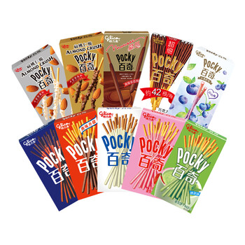 格力高(glico)pocky百奇人气大礼包 巧克力饼干棒休闲零食送礼礼盒 10